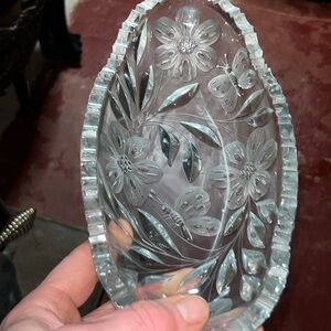 Beautiful Pairpoint Glass Oval Etched Celery Dish